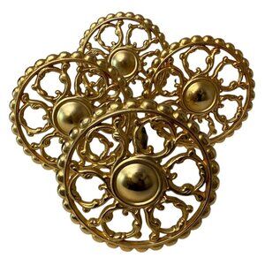 Drapery Tie Backs WTW Set of 4 Rosettes Goldtone Metal Brass Curtain Accessory